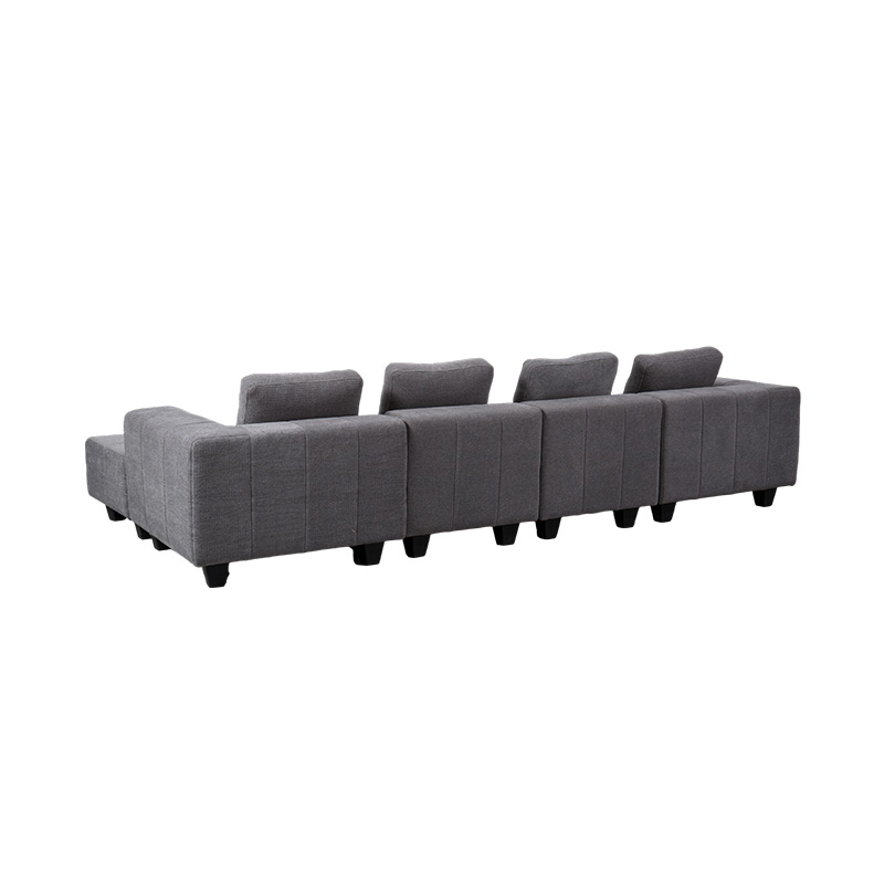 Açık Gri Kumaştan, Kare Minderli, Modern Minimalist Tarzda Büyük Modüler L Şekilli Kanepe Açık Gri Kumaştan, Kare Minderli, Modern Minimalist Tarzda Büyük Modüler L Şekilli Kanepe