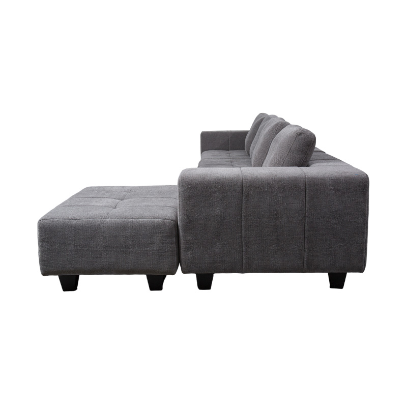 Açık Gri Kumaştan, Kare Minderli, Modern Minimalist Tarzda Büyük Modüler L Şekilli Kanepe Açık Gri Kumaştan, Kare Minderli, Modern Minimalist Tarzda Büyük Modüler L Şekilli Kanepe