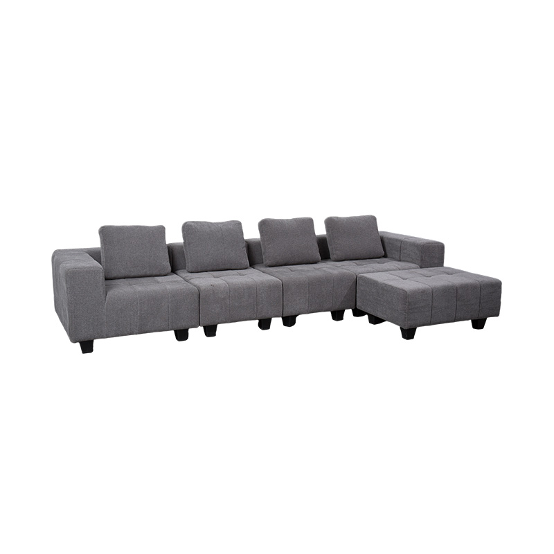Açık Gri Kumaştan, Kare Minderli, Modern Minimalist Tarzda Büyük Modüler L Şekilli Kanepe Açık Gri Kumaştan, Kare Minderli, Modern Minimalist Tarzda Büyük Modüler L Şekilli Kanepe
