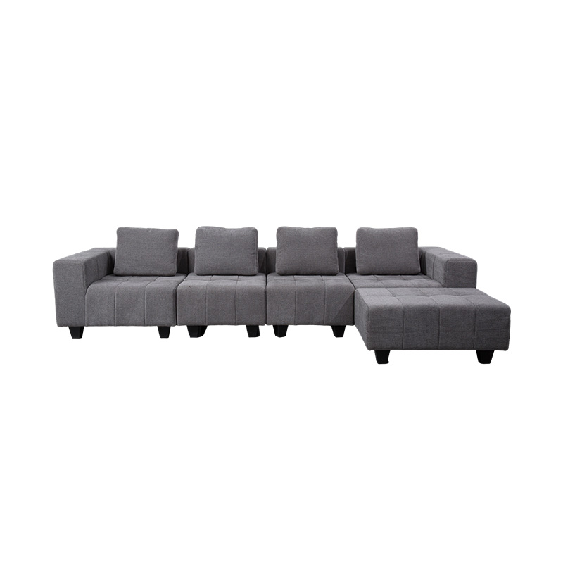 Açık Gri Kumaştan, Kare Minderli, Modern Minimalist Tarzda Büyük Modüler L Şekilli Kanepe Açık Gri Kumaştan, Kare Minderli, Modern Minimalist Tarzda Büyük Modüler L Şekilli Kanepe