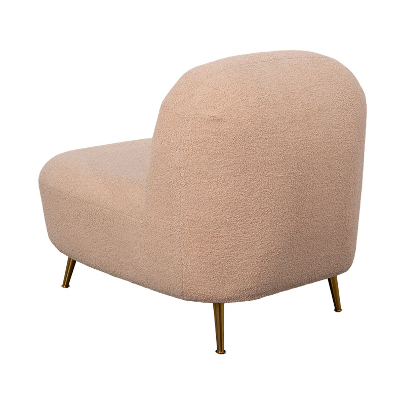 Altın Metal Ayaklarla Eşleştirilmiş, Yumuşak Turuncu Peluş Kavisli Arkalıklı Tek Kişilik Tam Köpük Şezlong Altın Metal Ayaklarla Eşleştirilmiş, Yumuşak Turuncu Peluş Kavisli Arkalıklı Tek Kişilik Tam Köpük Şezlong