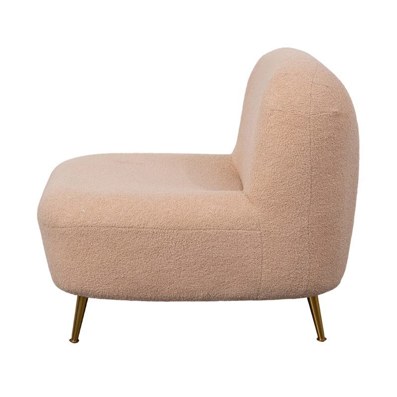 Altın Metal Ayaklarla Eşleştirilmiş, Yumuşak Turuncu Peluş Kavisli Arkalıklı Tek Kişilik Tam Köpük Şezlong Altın Metal Ayaklarla Eşleştirilmiş, Yumuşak Turuncu Peluş Kavisli Arkalıklı Tek Kişilik Tam Köpük Şezlong