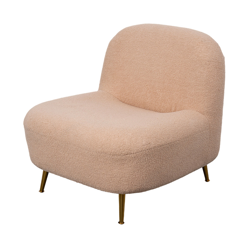 Altın Metal Ayaklarla Eşleştirilmiş, Yumuşak Turuncu Peluş Kavisli Arkalıklı Tek Kişilik Tam Köpük Şezlong Altın Metal Ayaklarla Eşleştirilmiş, Yumuşak Turuncu Peluş Kavisli Arkalıklı Tek Kişilik Tam Köpük Şezlong